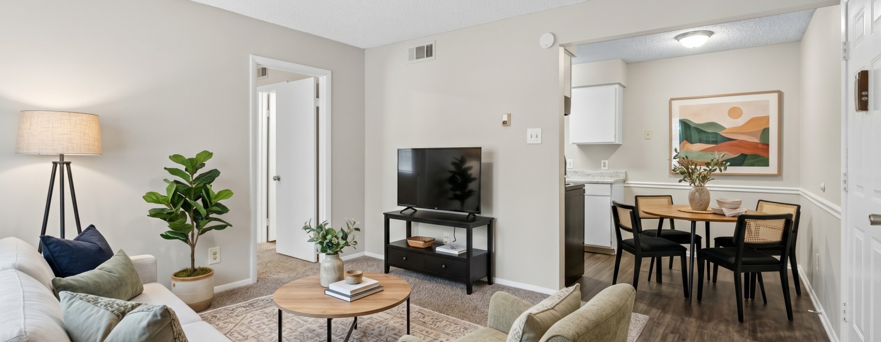 Open space living area with natural lighting